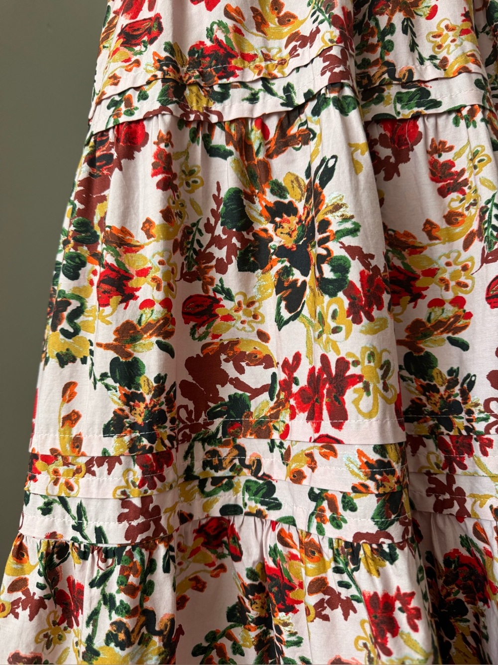Anthropologie Maeve Somerset Tiered Maxi Dress pink floral Sm Cottage Romantic - Picture 9 of 16